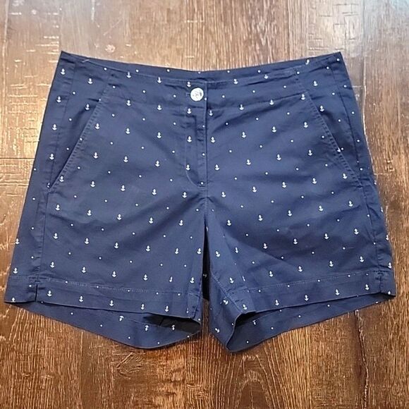 Nautica Cotton Stretch Twill Anchor Print Shorts - Picture 2 of 16